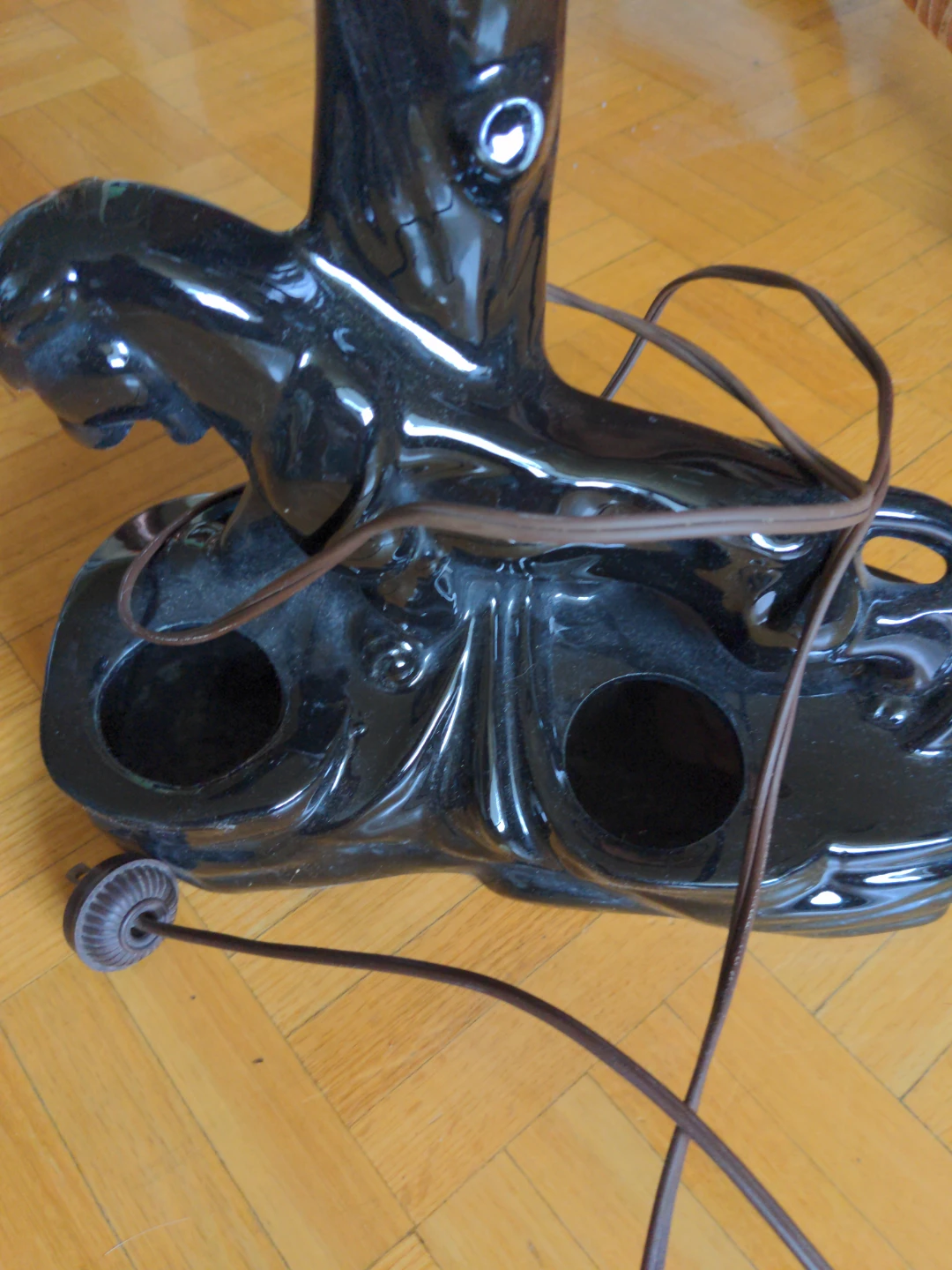 Black Ceramic Table Lamp with Animal Design - photo 2