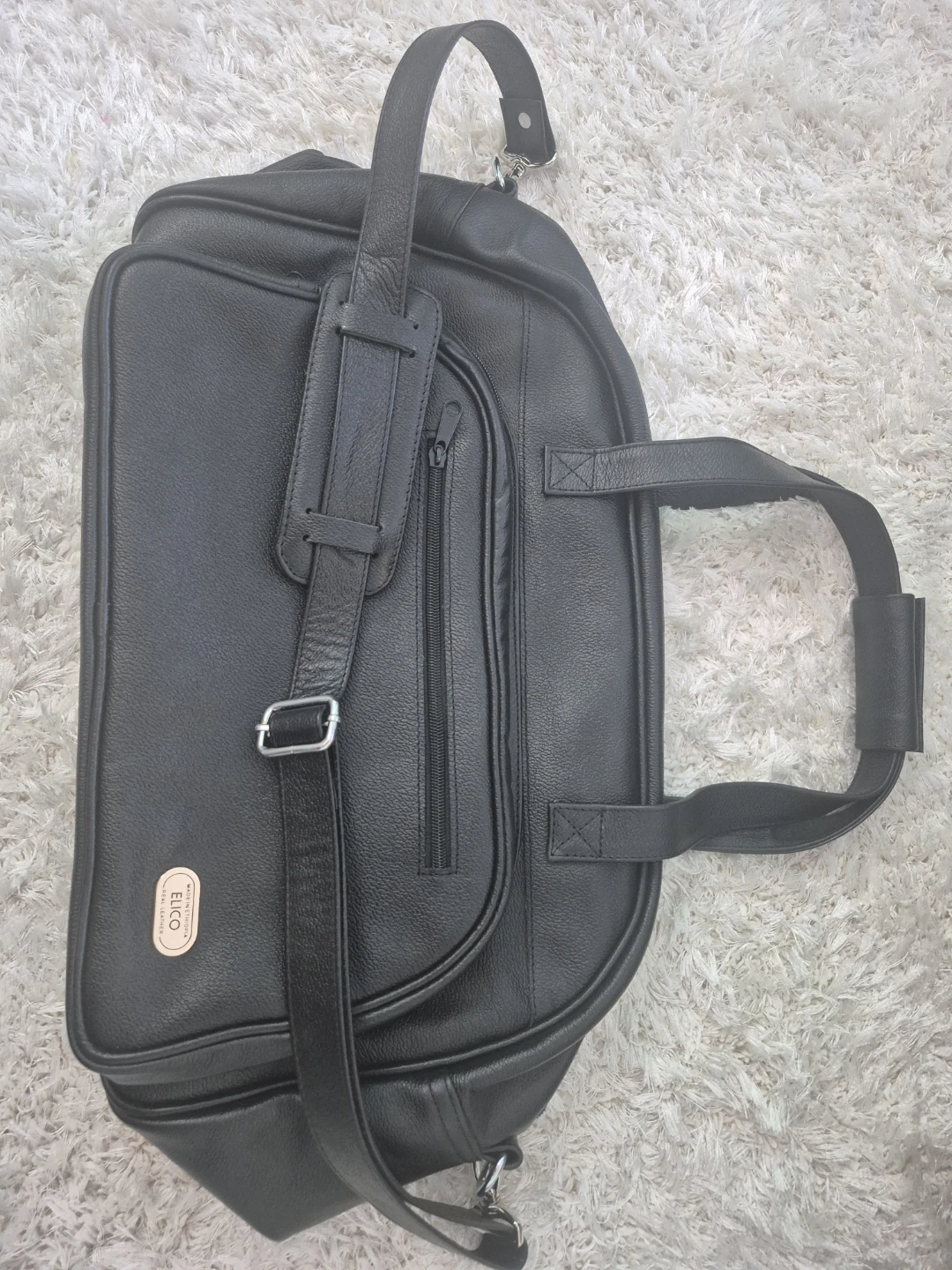 Black Leather Duffle Bag