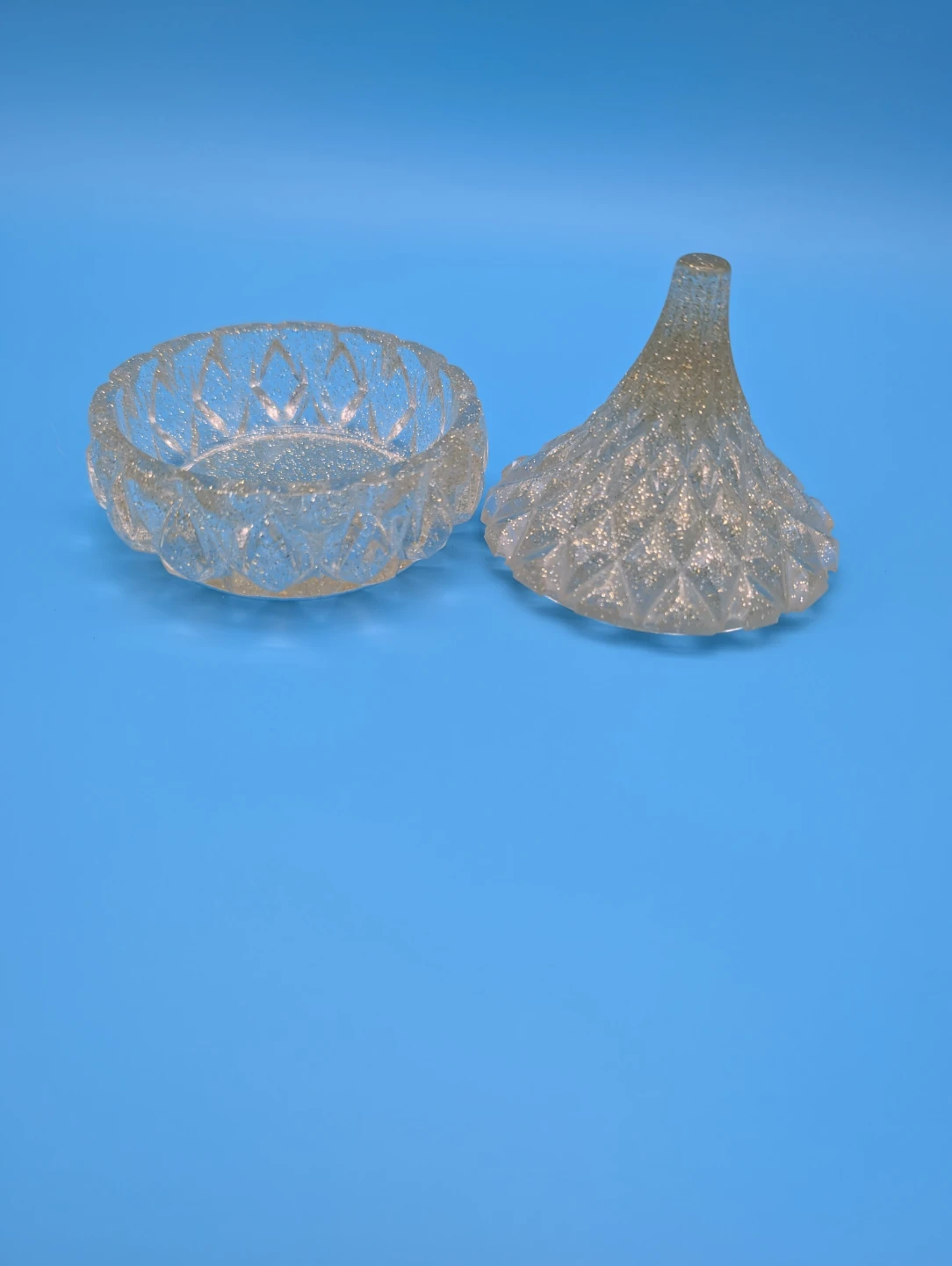 Glitter Glass Candy Dish with Lid