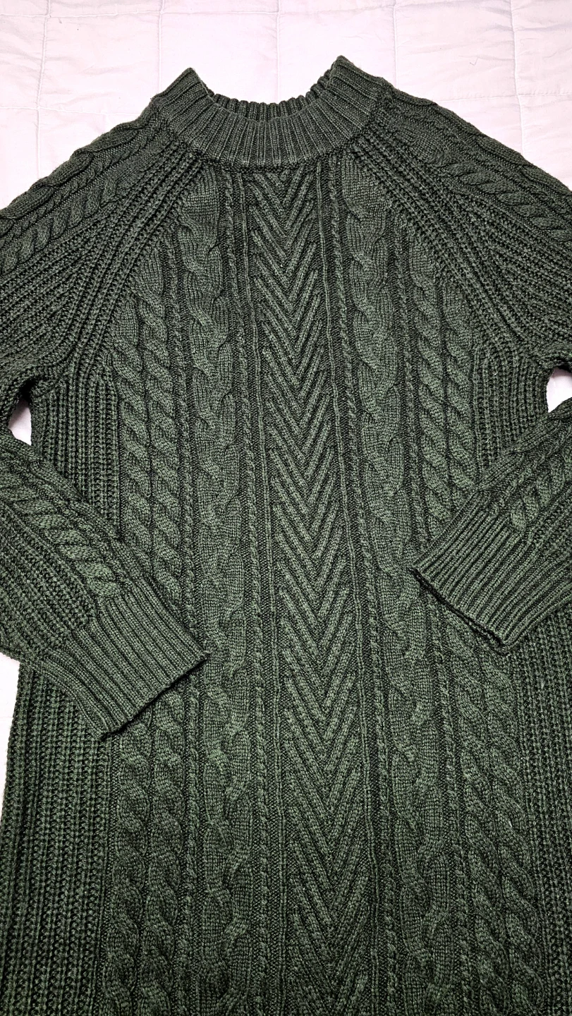 UNIQLO Women's Green Cable Knit Sweater Dress Size S - photo 2