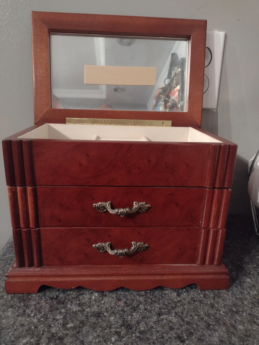 Wooden Jewellery Box with Mirror