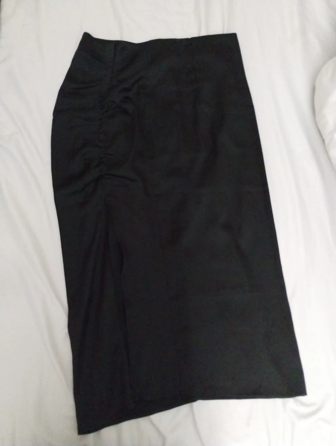 Black Ruched Midi Skirt