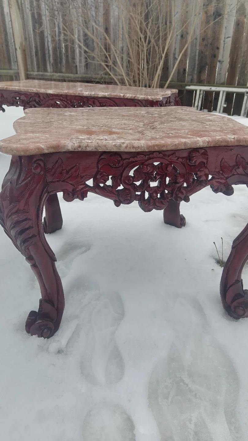 Ornate Marble Top Side Tables (Set of 2) - photo 5