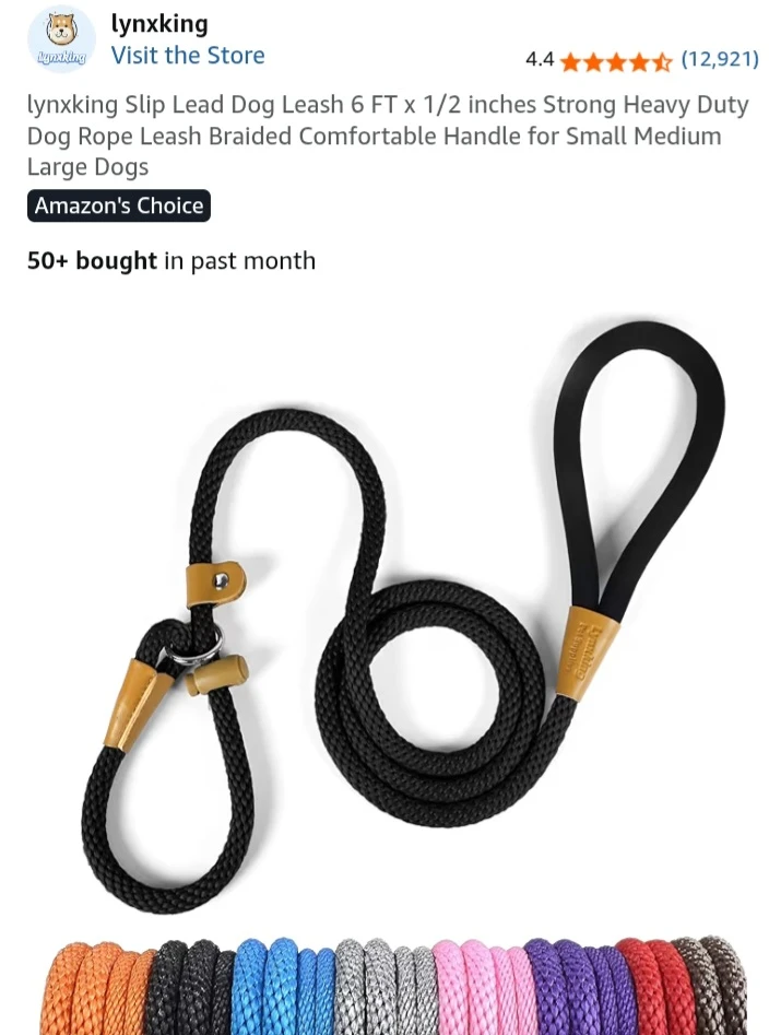 NEW!   Lynxking Slip Lead Dog Leash 6 FT x 1/2 inch - photo 2