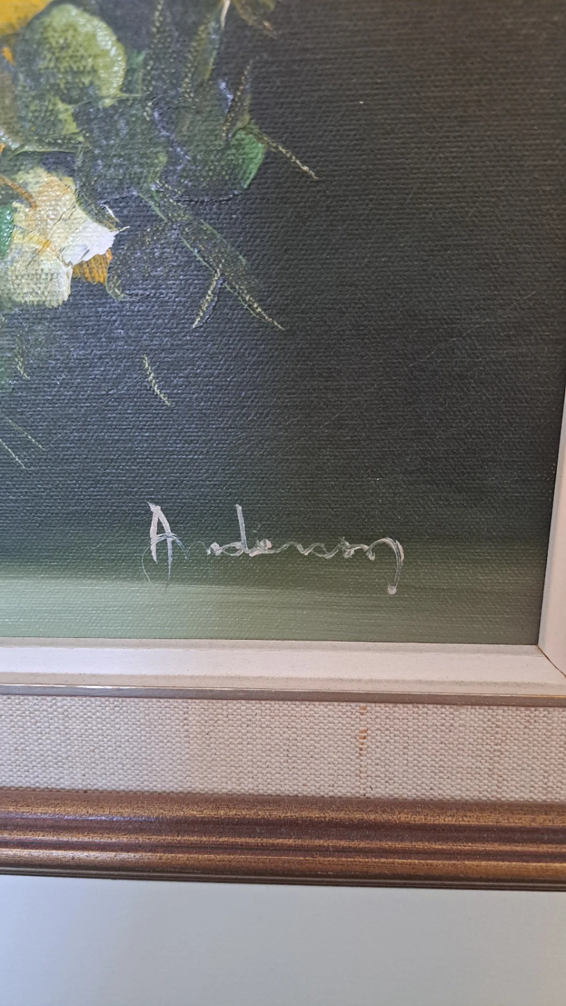 Oil Painting of White and Yellow Roses in a Vase - photo 2