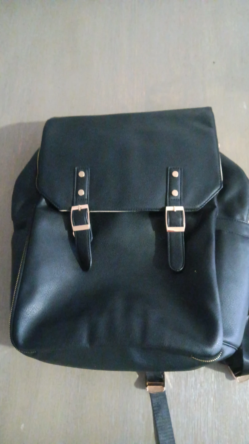 Black Faux Leather baby Backpack