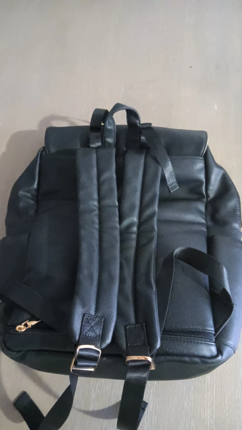 Black Faux Leather baby Backpack - photo 2