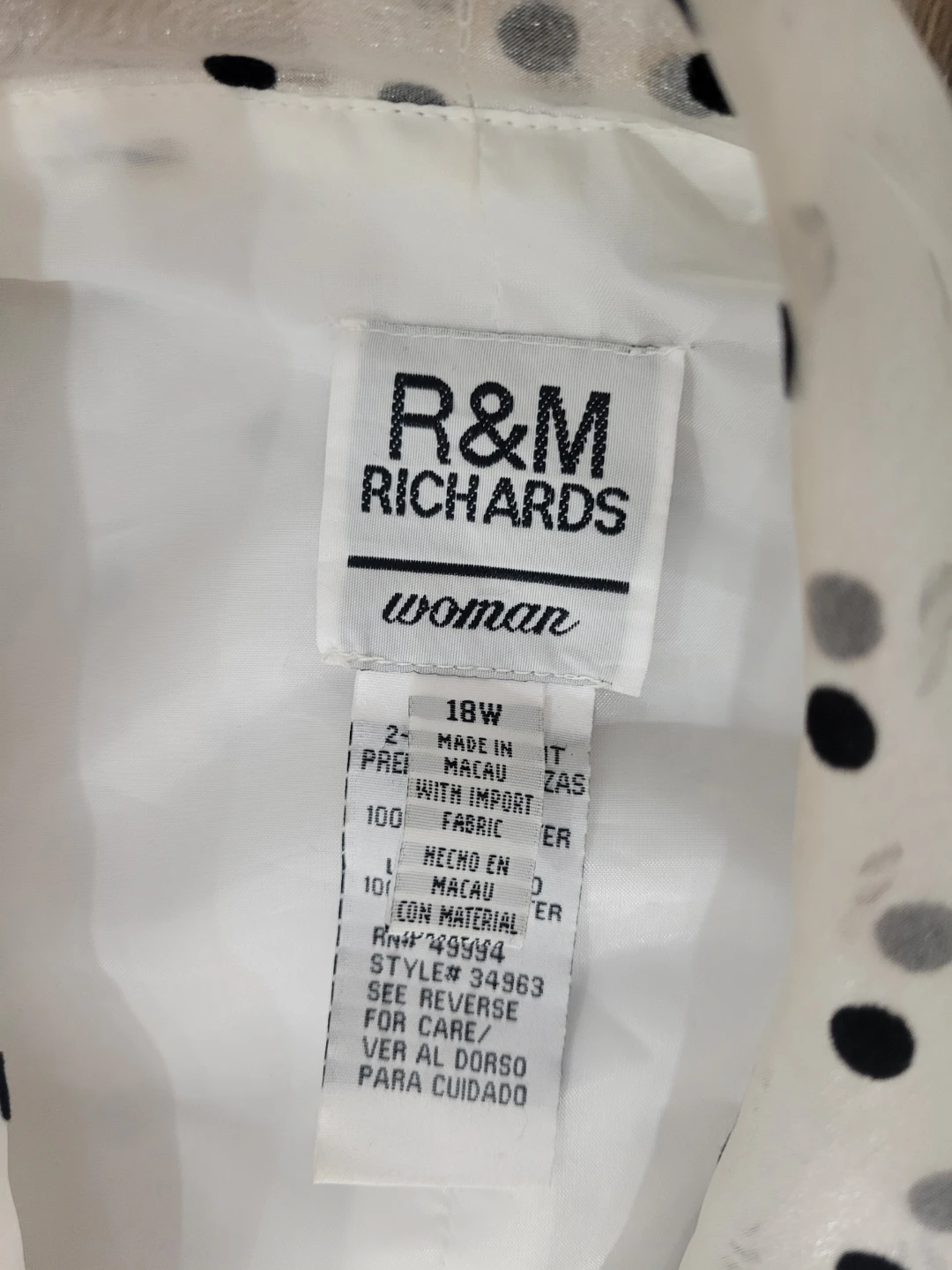 R&M Richards Woman Polka Dot Blouse and Black Pants Set - photo 2