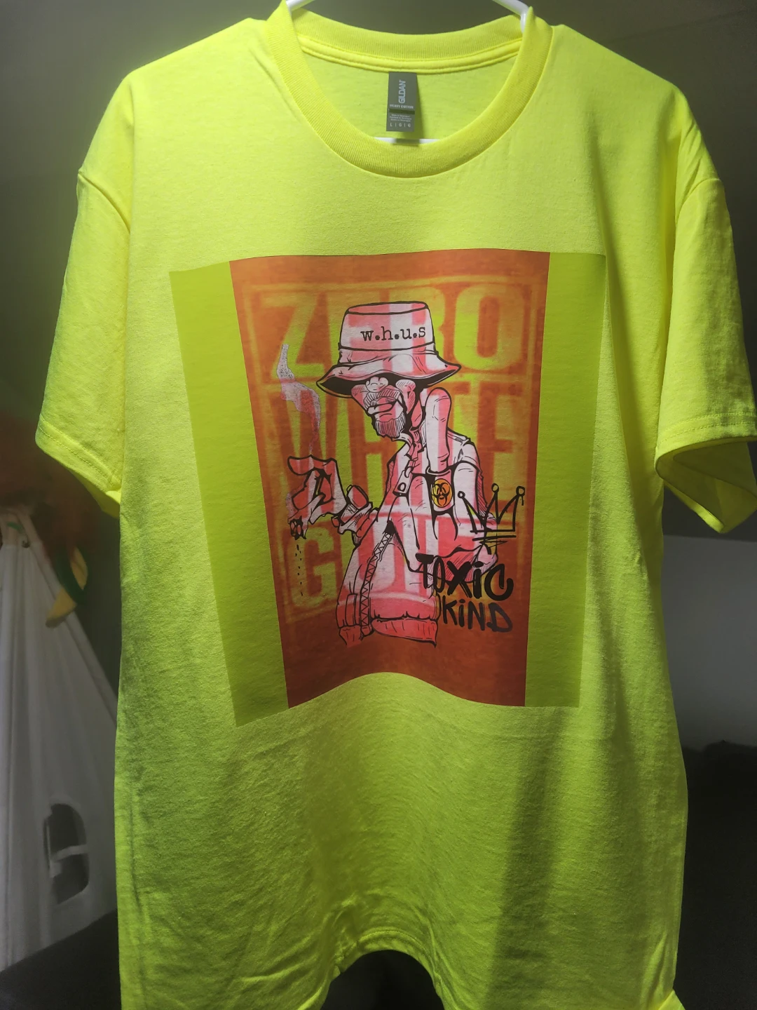 Gildan Neon Yellow T-Shirt with "Toxic Kind" Graphic - Size M