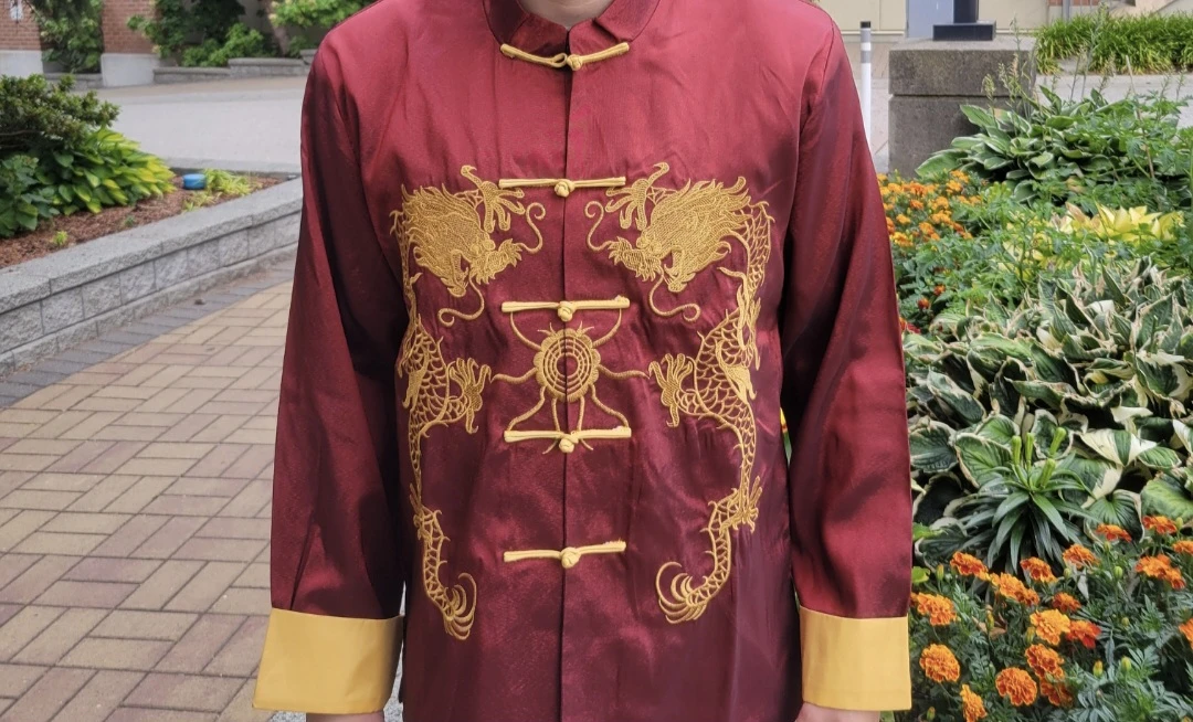 Red Silk Dragon Brocade Tang Suit Jacket