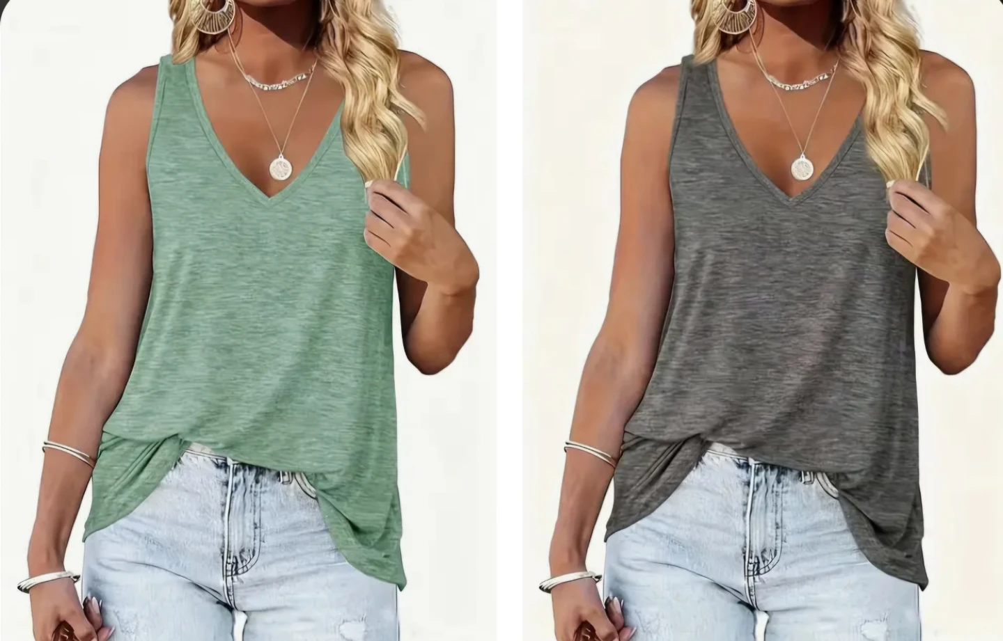 3Pcs Women's V-Neck Sleeveless Tank Top - photo 2