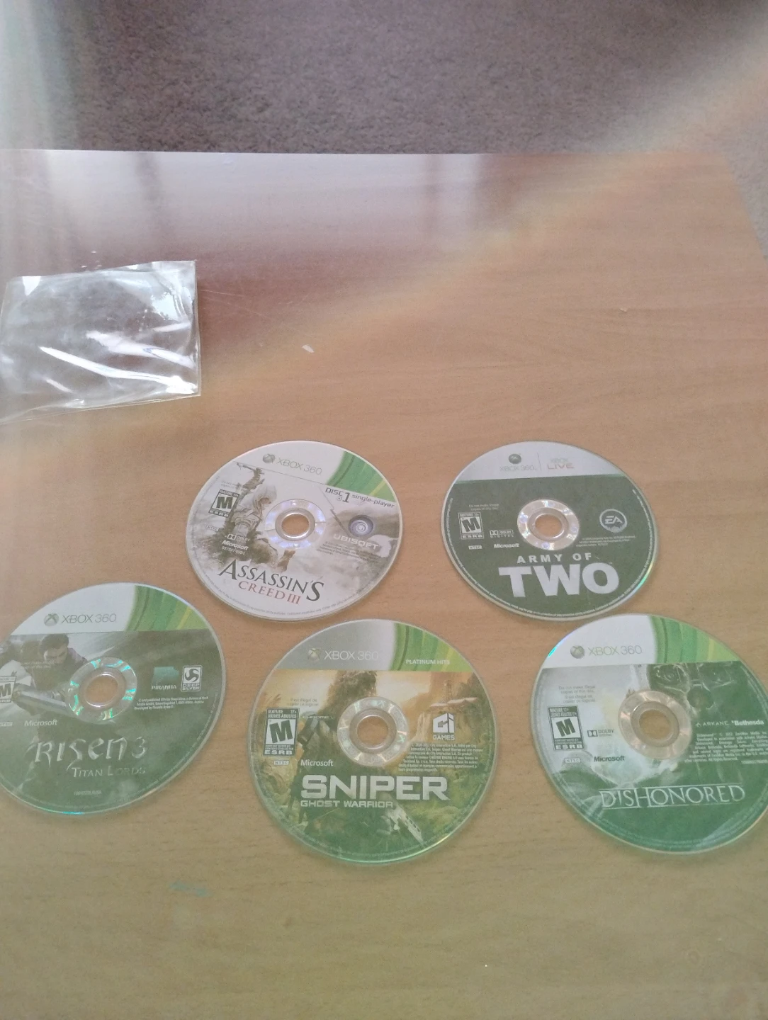xb360 games: AC III, Risen 3, sum sniper game, Dishonored, Ao2