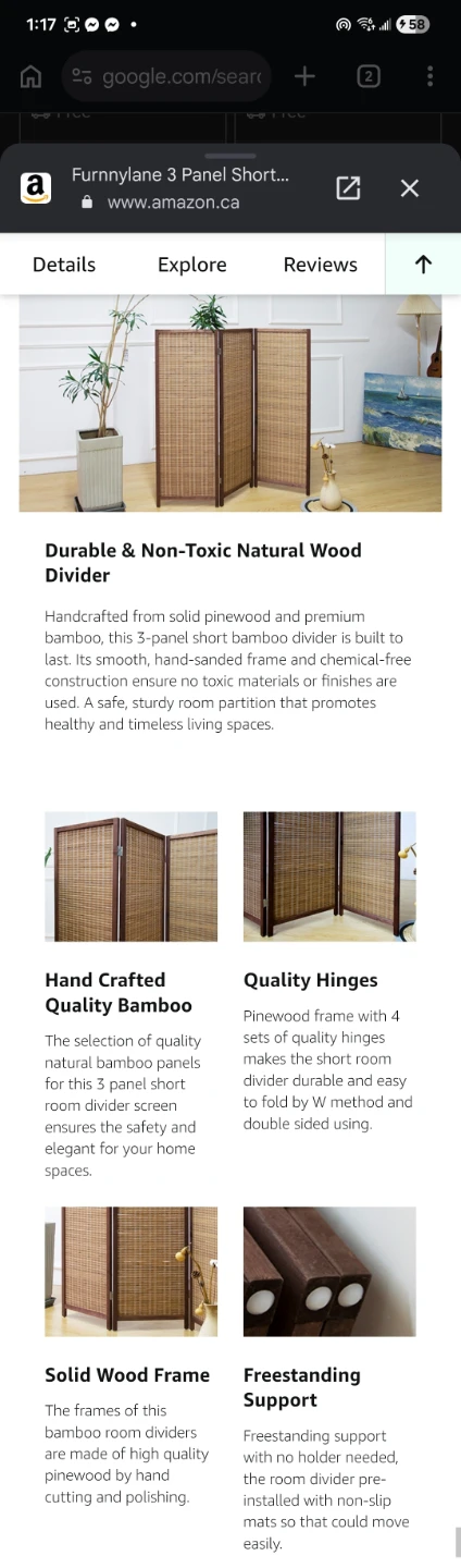 🌿 3 Panel Short Folding Room Divider Screen 🪴✨ - photo 5