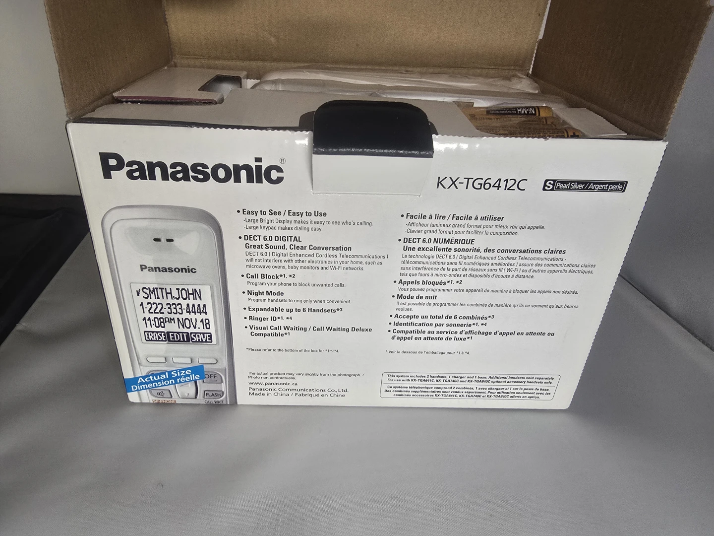 Panasonic: Pearl Silver Home Phone w/ 2 Handsets NEW - photo 2