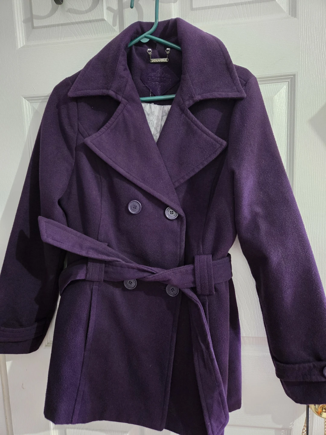 JouJou Purple Double-Breasted Pea Coat Size M