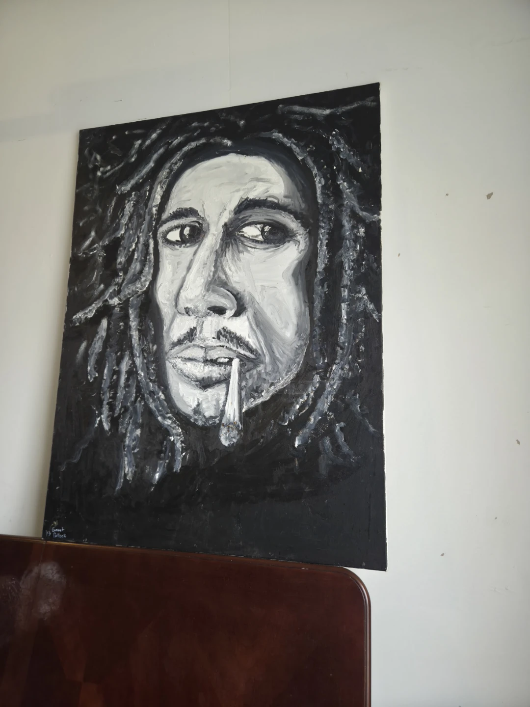 Original Painting of Bob Marley - Black and White