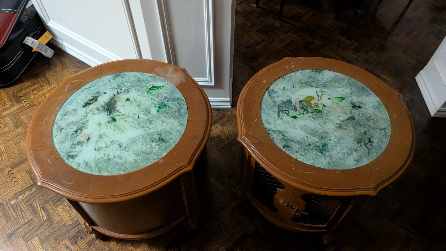 Vintage Side Table with Glass Top