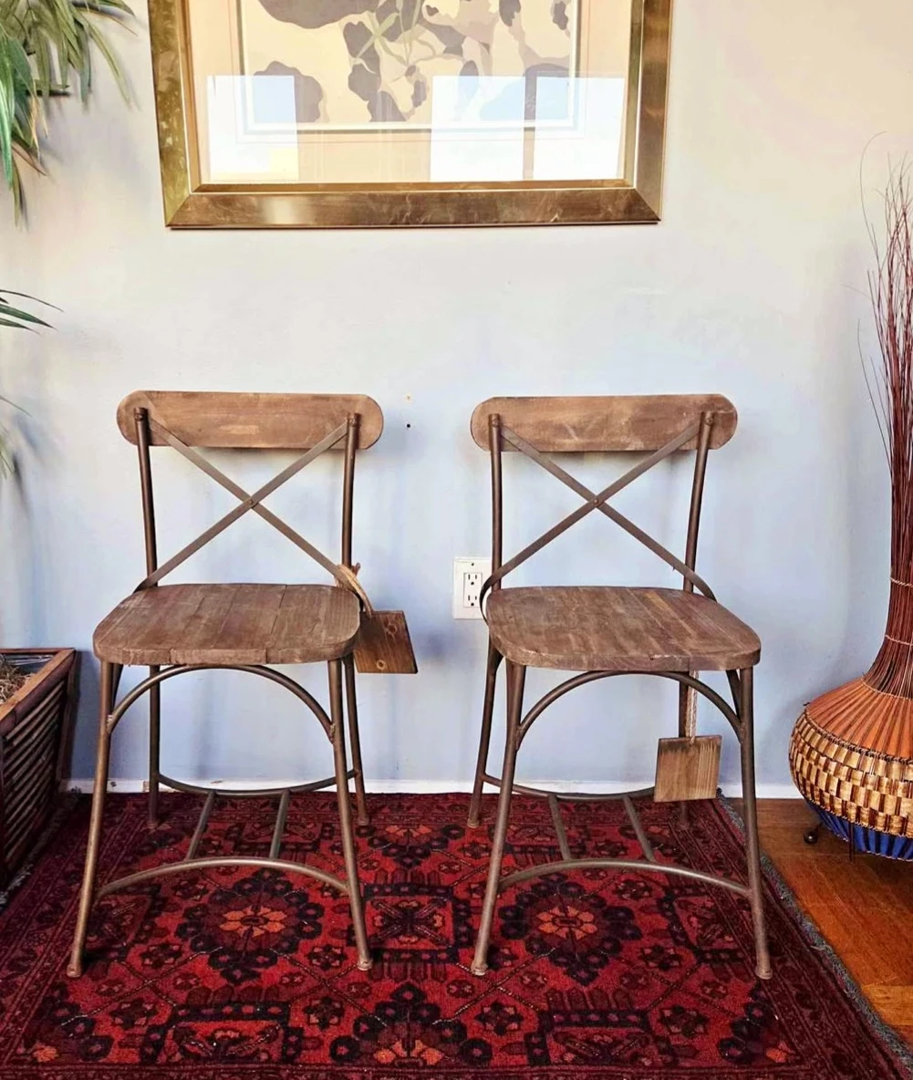 Pair Of New Reclaimed Wood Dining Chairs - photo 2