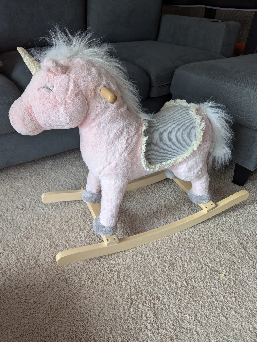 Pink Plush Unicorn Rocking Horse - photo 2