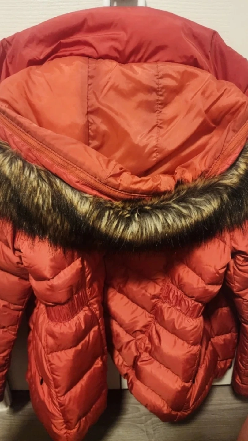 The North Face Orange Puffer Jacket with Faux Fur Hood - photo 2