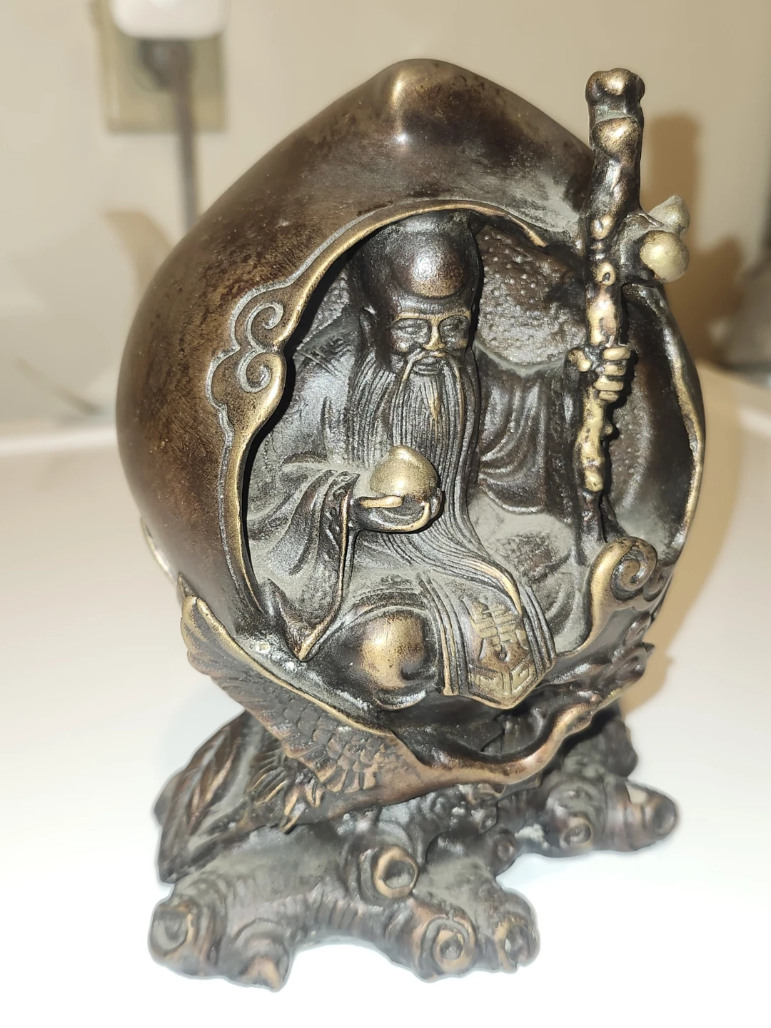 Chinese Bronze Vintage Shou Lao God Statue Figurine Sculpt - photo 2