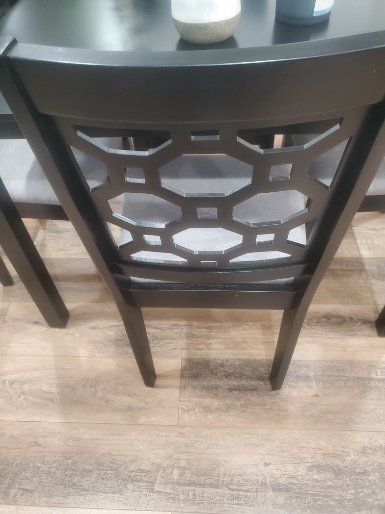 Black Dining Chair with Grey Upholstered Seat - photo 4