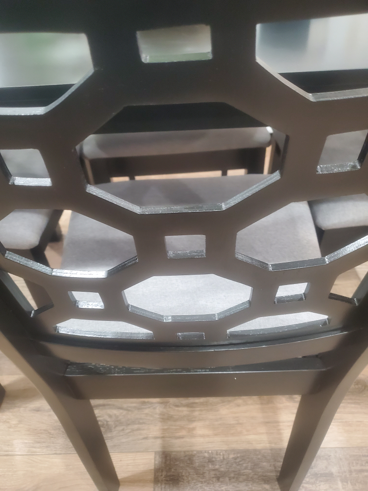 Black Dining Chair with Grey Upholstered Seat - photo 5