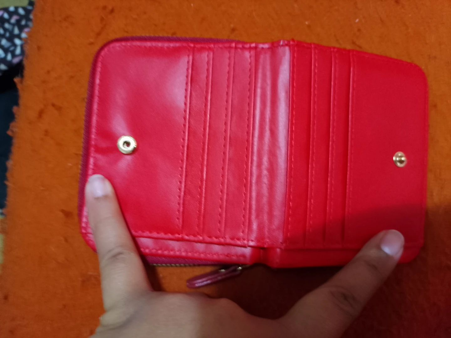 Red Bifold Wallet with Zipper - photo 2