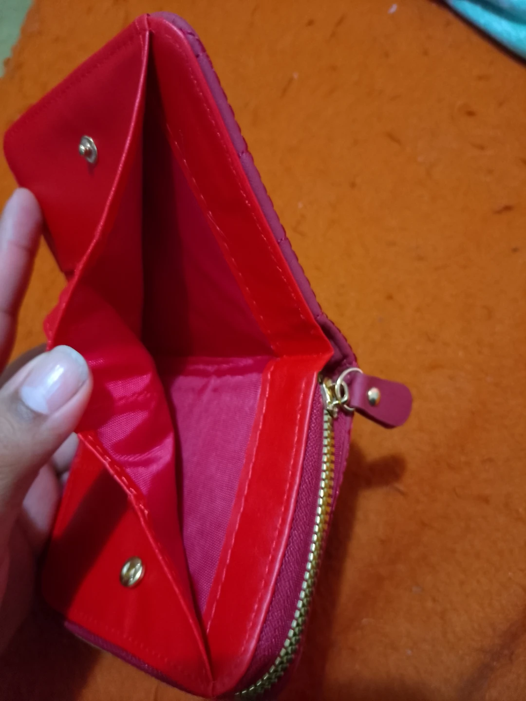 Red Bifold Wallet with Zipper - photo 3