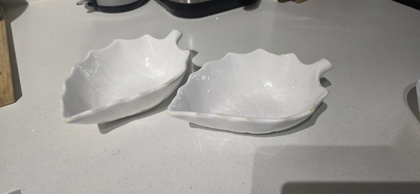 White Leaf Shaped Serving Bowls - Set of 2