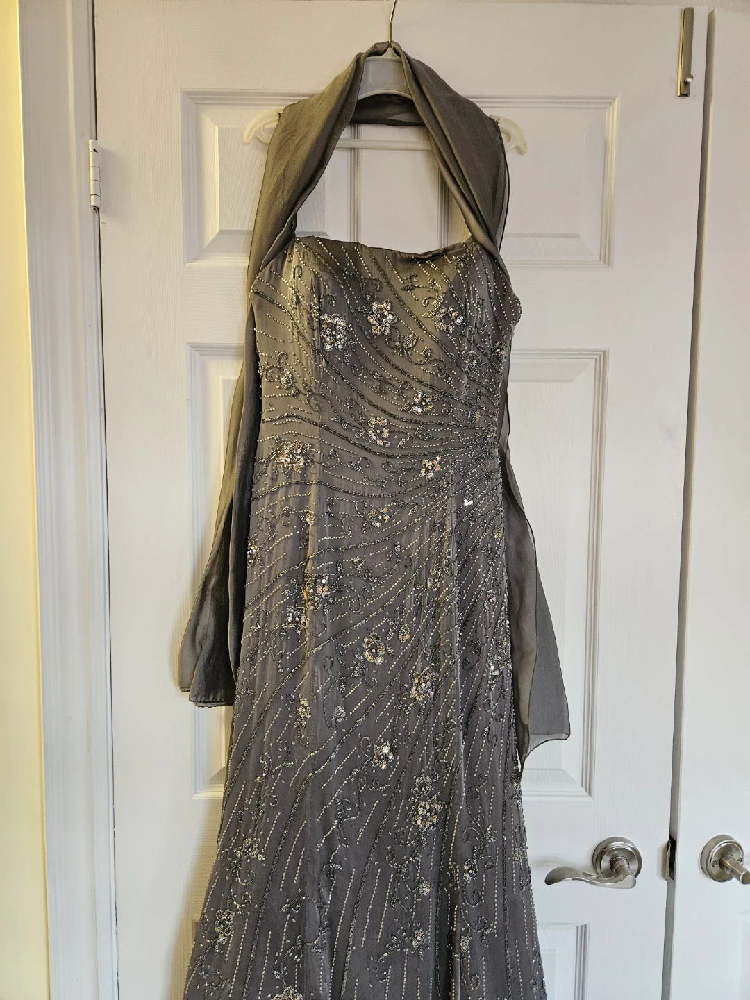Moon Chéri Evenings Beaded Formal Gown with Scarf - photo 3