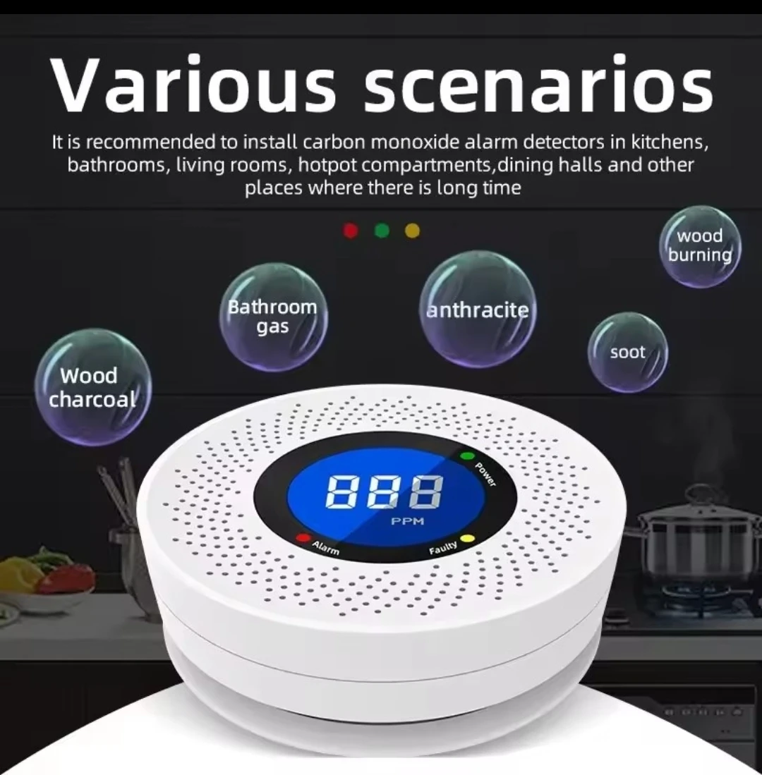 NEW CO Alarm CO detector Carbon Monoxide, Digital, AAx3 Battery - photo 5