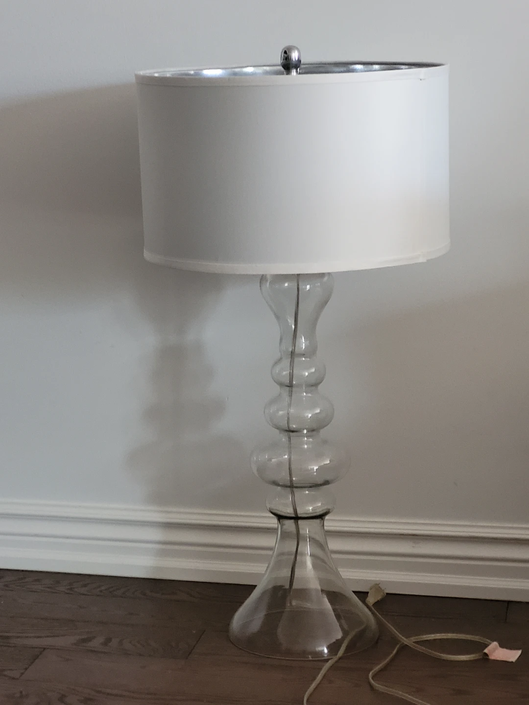 Clear Glass Table Lamp with White Shade