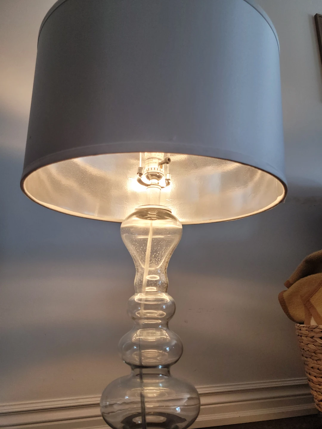 Clear Glass Table Lamp with White Shade - photo 3