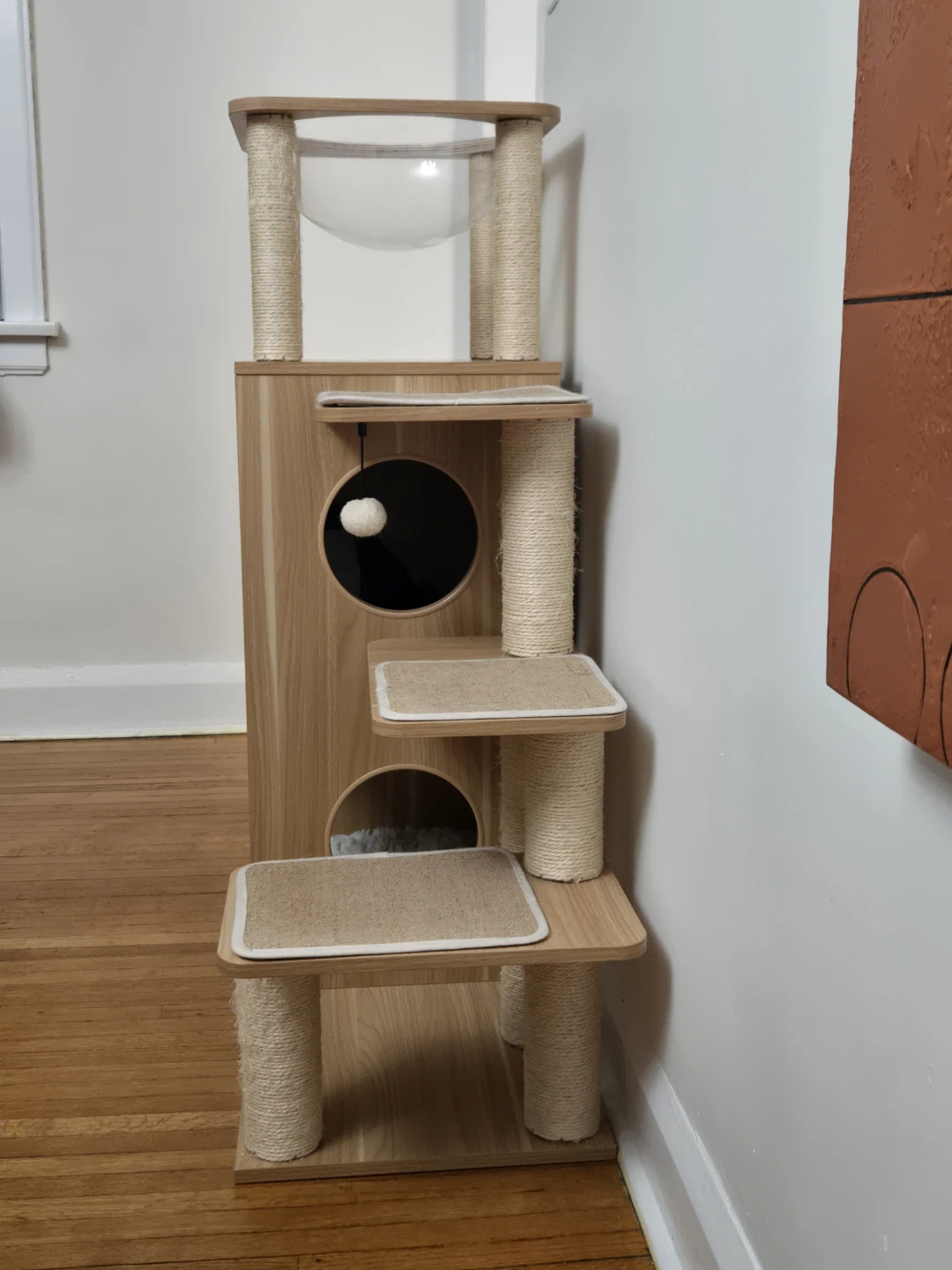 Wooden Cat Tree Condo with Scratching Posts - photo 4