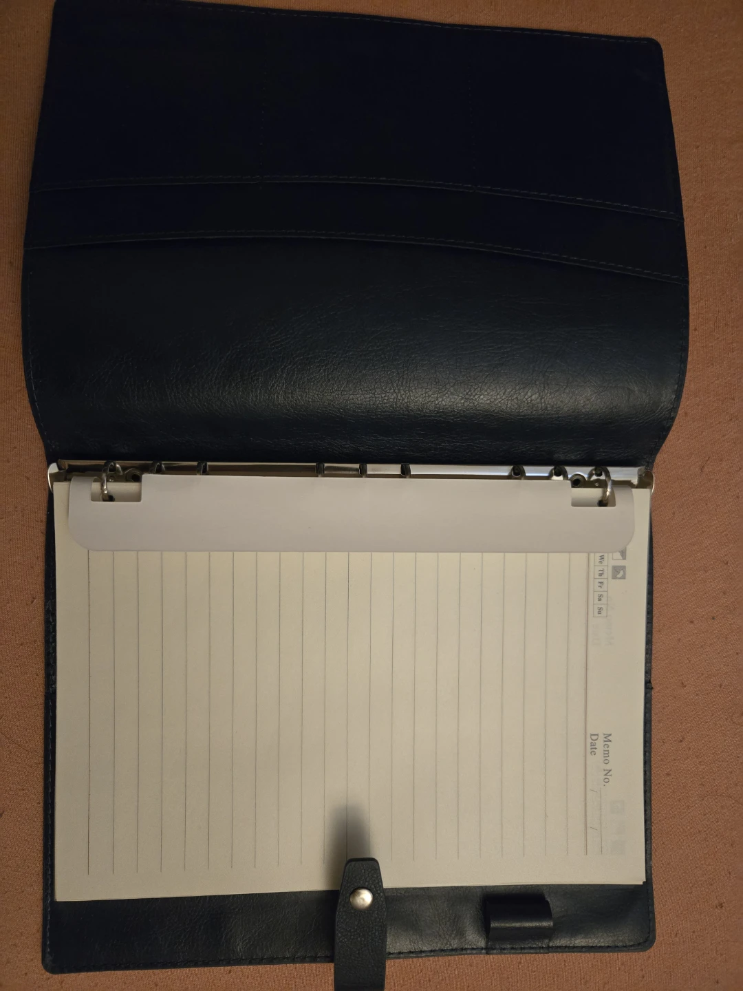 Dark Blue Faux Leather Binder with Refill Pages - photo 2