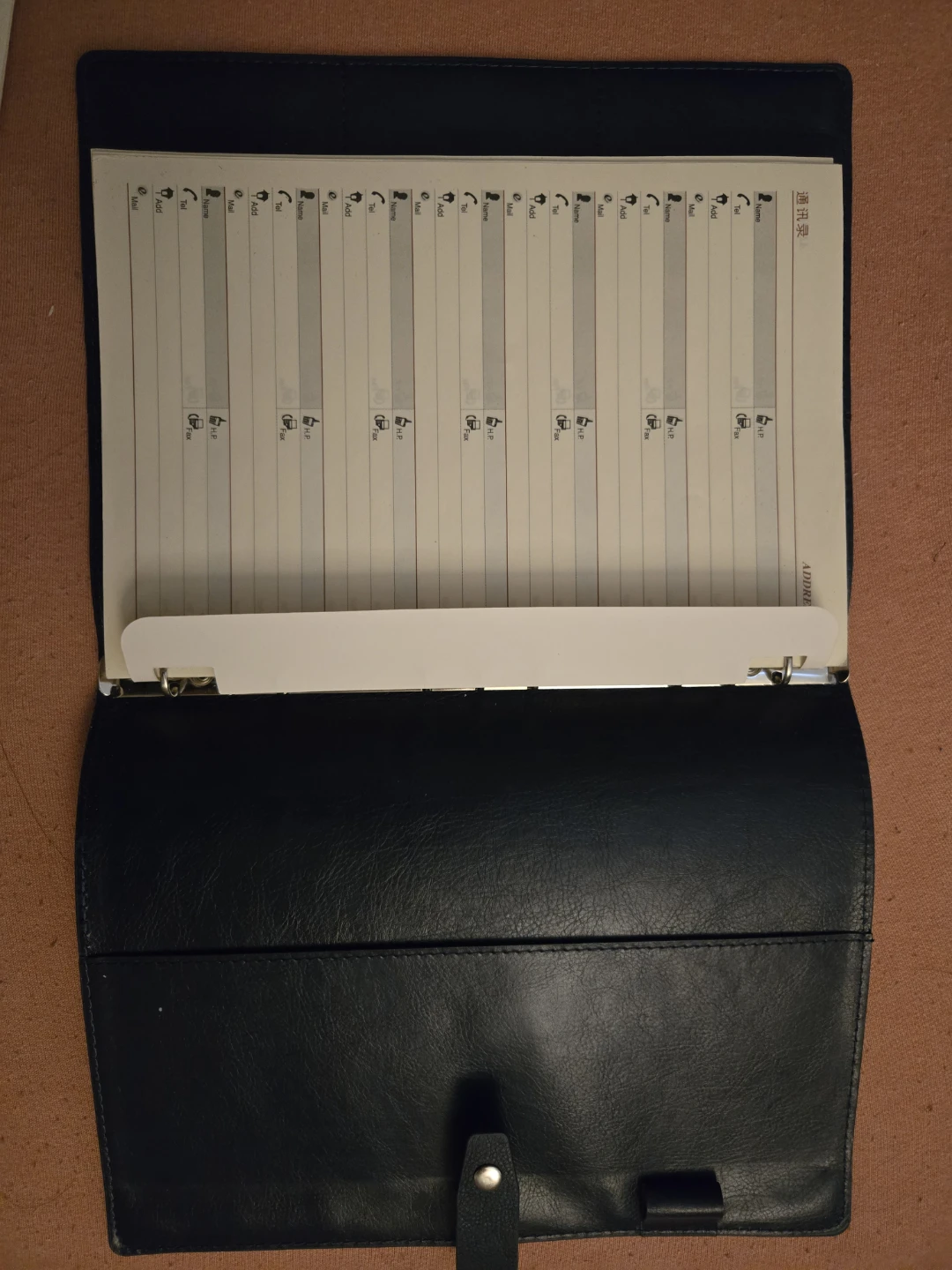 Dark Blue Faux Leather Binder with Refill Pages - photo 3