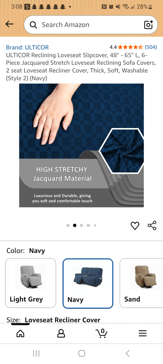 ULTICOR Navy Jacquard Stretch Loveseat Recliner Slipcover - photo 5