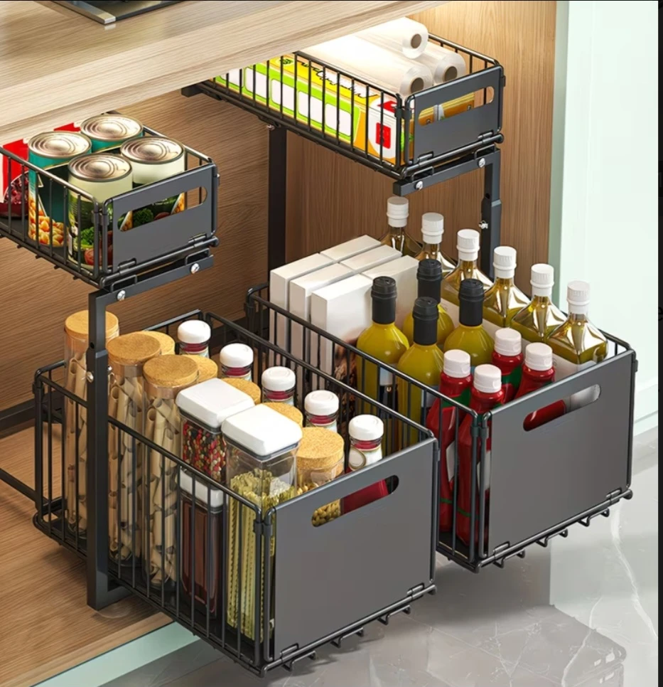 2-Tier Pull-Out Storage Rack- Space-Saving, Multifunctional ... - photo 2