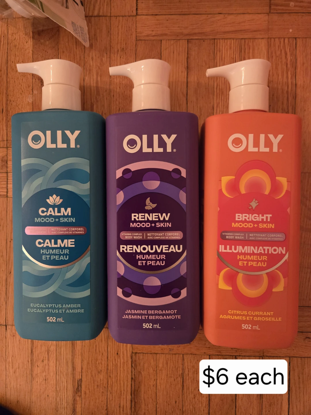 OLLY body wash, 502 mL bottles