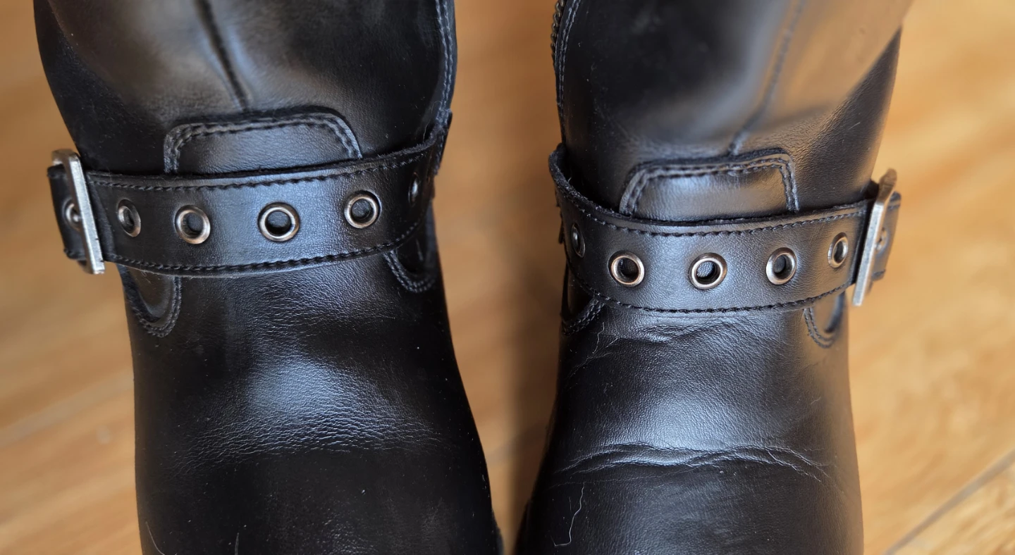 Black Leather Motorcycle Boots - photo 5