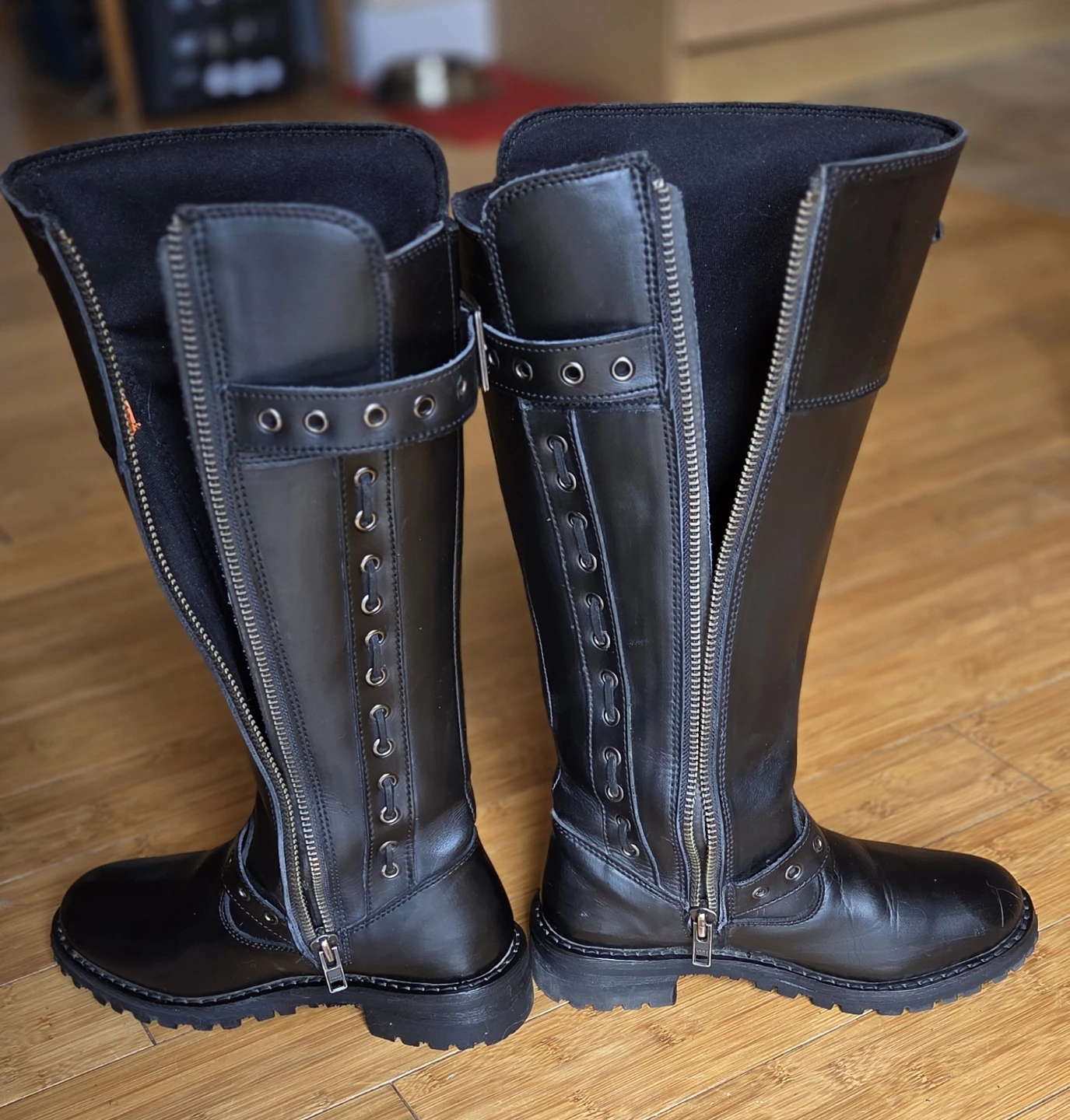 Black Leather Motorcycle Boots - photo 3