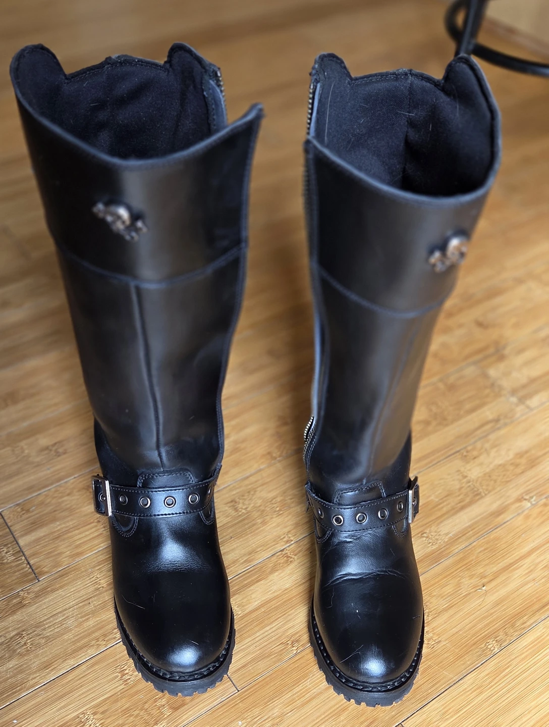 Black Leather Motorcycle Boots