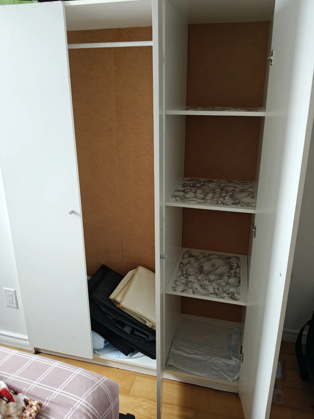 Ikea White Wardrobe with Hanging Rod and Shelves