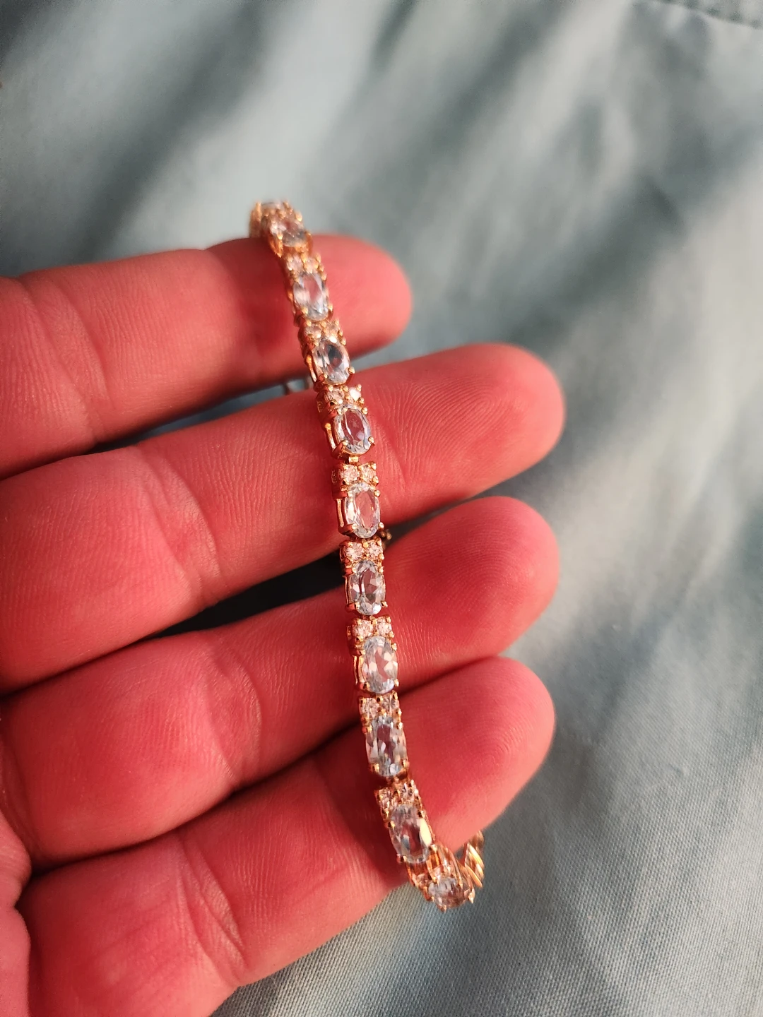 Aquamarine and Diamond Tennis Bracelet