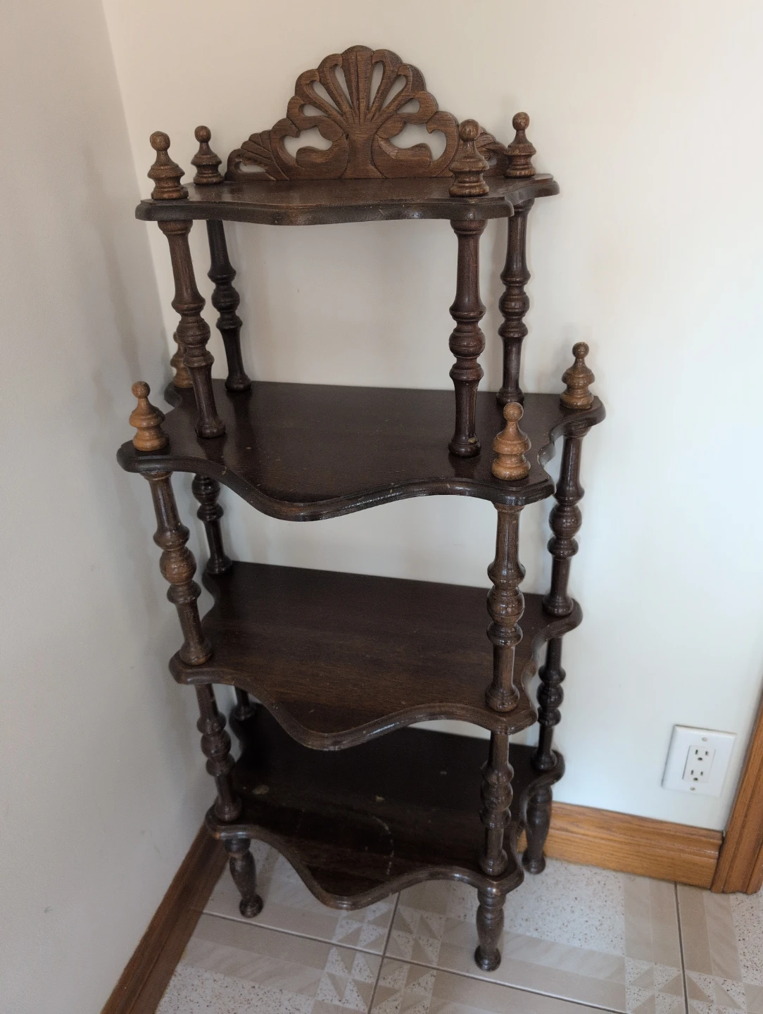 Antique Wooden Tiered Shelf Unit