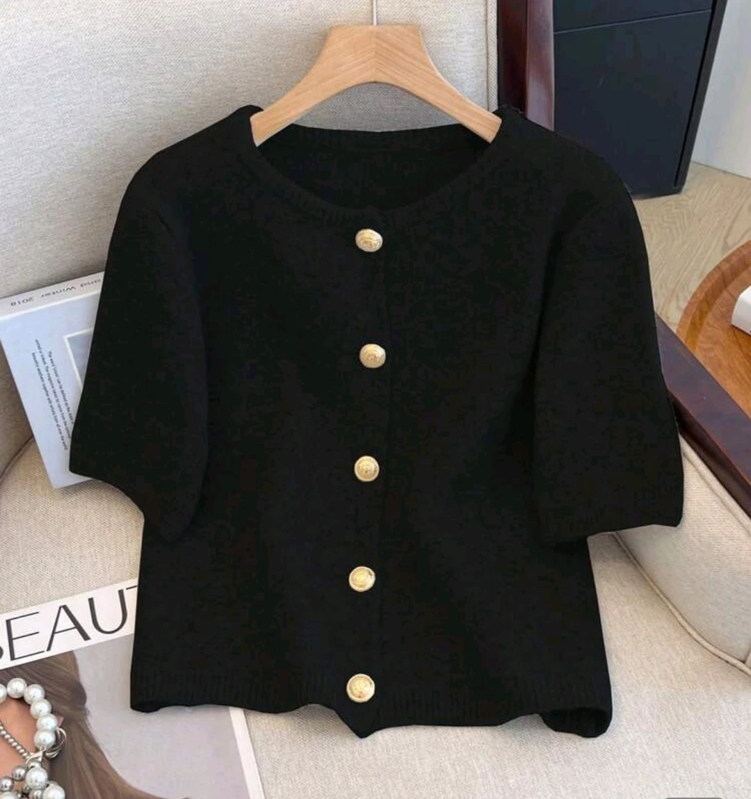 Black Short-Sleeve Cardigan