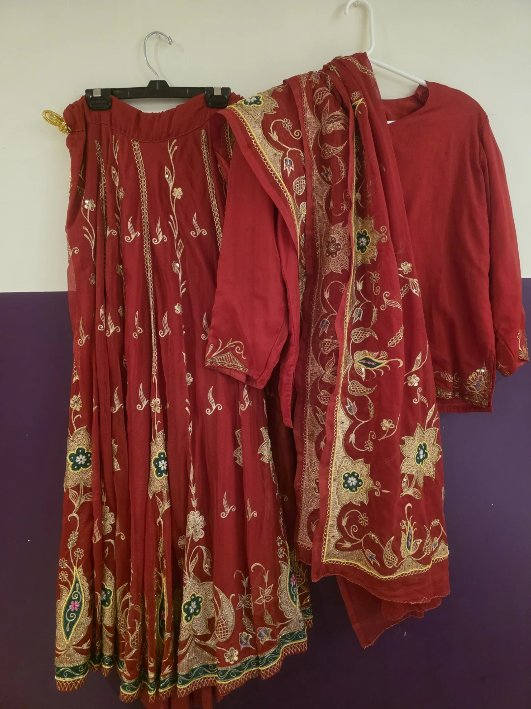Red Embroidered Suit with Dupatta