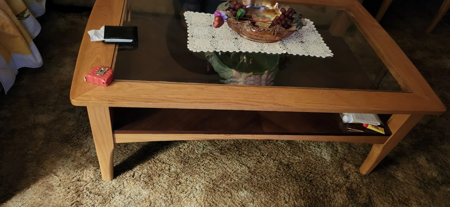 Wooden Coffee Table with Glass Top - photo 4
