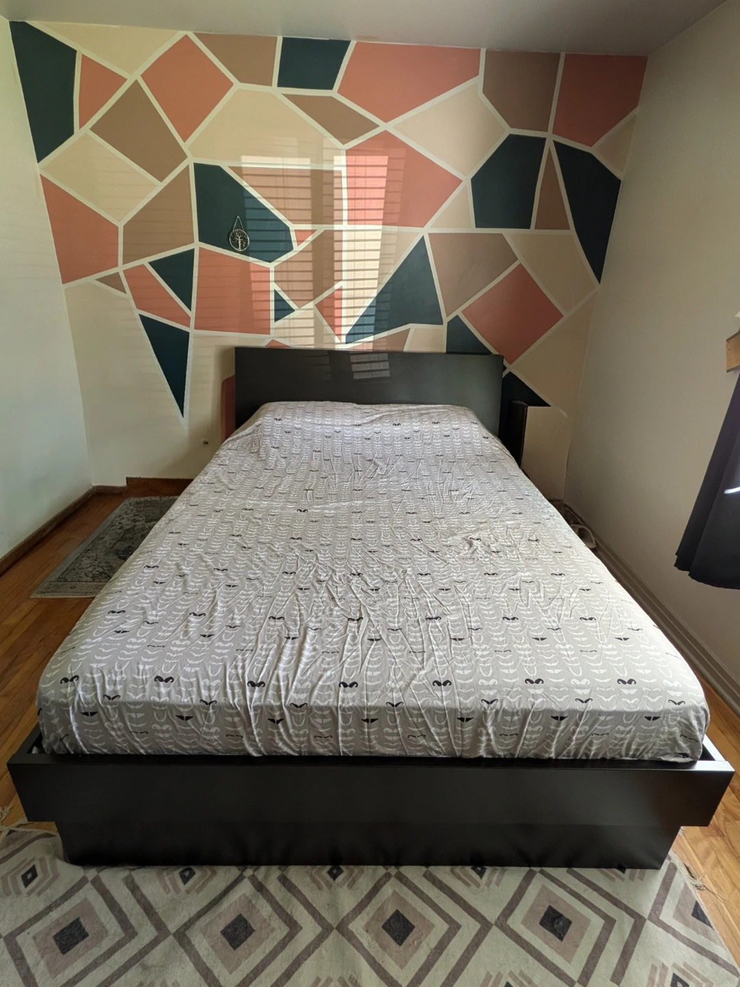 IKEA queen bed frame with storage and mattress